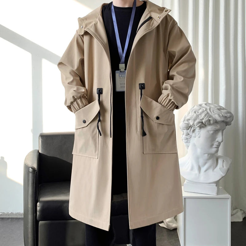 Streetwear Hooded Trench Coat